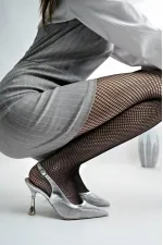 Muggo ARYNA Sivri Burun Arkası Açık Günlük Klasik Kadın Topuklu Ayakkabı