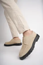 Muggo SAMUEL Chaussures pour hommes classiques et confortables en cuir véritable, style décontracté, avec semelle orthopédique épaisse.