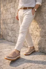 Muggo COVENT Genuine Suede Leather Laceless Men's Casual Loafer Shoes