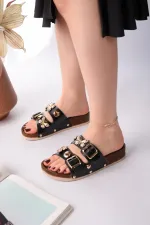 Muggo NYSSA Women's Casual Slippers with Butterfly Accessory and Double Buckle Muggo NYSSA Women's Casual Slippers with Butterfly Accessory and Double Buckle