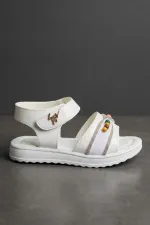 Sandales pour filles Muggo BUTTERFLY avec nœud en perles colorées et fermeture velcro