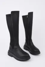 Bottes Muggo NEROX pour femmes, semelle épaisse, détails extensibles et fermeture éclair