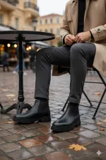 Bottes Chelsea d'hiver pour homme Muggo THOR en cuir véritable garanti, semelle épaisse