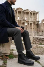 Bottes Muggo RAFA pour hommes, doublées de fourrure, à fermeture éclair et à lacets 