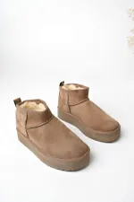 Bottines courtes décontractées Muggo HUG Guaranteed pour femmes, à semelle épaisse et doublure en fourrure.