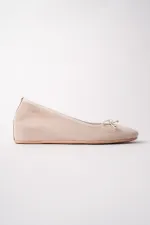 Muggo HİDDEN Gizli Topuklu Fiyonk Detaylı Deri Kadın Babet