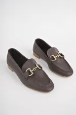 Muggo LİZA Garantili Metal Tokalı Kadın Loafer Günlük Ayakkabı