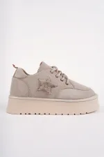 Muggo KOZMOS Kalın Taban Bağcıklı Yıldız Detaylı Kadın Kışlık Sneaker Spor Ayakkabı Muggo KOZMOS Kalın Taban Bağcıklı Yıldız Detaylı Kadın Kışlık Sneaker Spor Ayakkabı