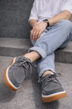 Muggo CRAFT Genuine Suede Leather Lace-up Men's Casual Loafer Shoes