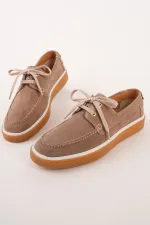 Muggo CRAFT Genuine Suede Leather Lace-up Men's Casual Loafer Shoes