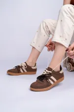 Muggo TAUPE Çift Bağcıklı Günlük Kadın Sneaker Spor Ayakkabı