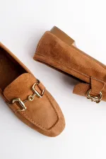 Mocassins décontractés en cuir pour femmes Muggo MONA avec boucle métallique garantie