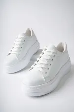 Muggo MİTOS Garantili Kadın Günlük Yüksek Taban Bağcıklı Sneaker Spor Ayakkabı