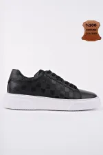 Muggo MORTA Kalın Taban Bağcıklı Hakiki Deri Erkek Günlük Sneaker Spor Ayakkabı