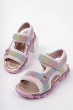 Muggo ELON Cırtlı ve Simli Günlük Kız Çocuk Sandalet