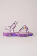 Sandales transparentes à scratch Muggo Pickles avec détails papillon et paillettes