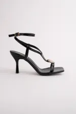 Muggo HEART Women's Sandals with Heart Accessory and Thin Heel