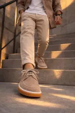 Muggo CRAFT Genuine Suede Leather Lace-up Men's Casual Loafer Shoes