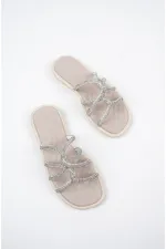 Muggo Bella Kadın Garantili Günlük Ortopedik Taşlı Şık Tarz ve Rahat Terlik