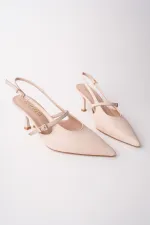 Muggo ANJELA Belt Detail Pointed Toe Open Back Women's High Heel Shoes