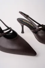 Muggo ANJELA Belt Detail Pointed Toe Open Back Women's High Heel Shoes