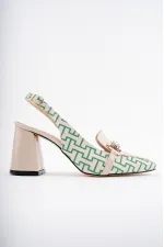 Muggo NİCHOLE Garantili Arkası Açık Kalın Topuklu Tokalı Kadın Ayakkabı