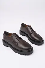 Muggo BLANCA  Bağcıklı Hakiki Deri Kalın Taban Günlük Casual Makosen Kadın Loafer Ayakkabı