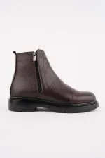 Bottes Chelsea d'hiver pour homme Muggo DRAKO en cuir véritable avec double fermeture éclair