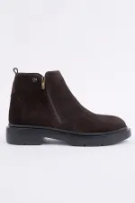 Bottes d'hiver décontractées pour homme Muggo ASTRA en cuir véritable avec double fermeture éclair 