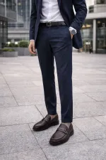 Chaussures décontractées pour hommes Muggo ALFRED en cuir véritable avec boucle en métal et semelle confortable