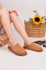 Muggo BUCKLE Süet Deri Ayarlanabilir Tokalı Günlük Rahat Önü Kapalı Kadın Sandalet