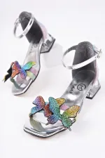 Muggo KENZİE Kelebek Detaylı Bilekten Bağlamalı Kız Çocuk Kısa Topuklu Ayakkabı