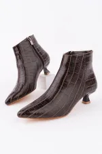 Bottes Muggo ÇAÇA pour femmes, bout pointu, talon fin et fermeture éclair, motif crocodile