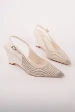 Muggo TIERA Stone and Pearl Embellished Pointed Toe Open Back Women's Platform Dress Shoes Muggo TIERA Stone and Pearl Embellished Pointed Toe Open Back Women's Platform Dress Shoes