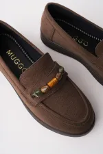 Mocassins décontractés en daim à détails perlés pour femmes Muggo AUREVA