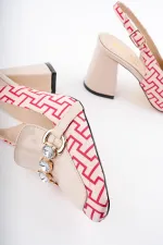 Muggo NİCHOLE Garantili Arkası Açık Kalın Topuklu Tokalı Kadın Ayakkabı