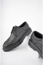 Muggo SAMUEL Chaussures pour hommes classiques et confortables en cuir véritable, style décontracté, avec semelle orthopédique épaisse.