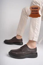 Muggo SMITH Chaussures pour hommes classiques et confortables en cuir véritable, style décontracté, avec semelle orthopédique épaisse.