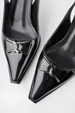 Muggo FOREST Arkası Açık Toka Detaylı Günlük Klasik Topuklu Kadın Stiletto Ayakkabı