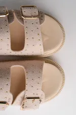 Muggo ESTİVA Ayarlanabilir Çift Tokalı Zımbalı Günlük Kadın Terlik