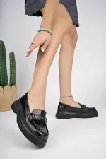 Muggo PEGULA Garantili Kadın Loafer Kalın Taban Günlük Casual Rahat Ayakkabı