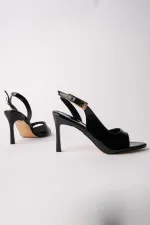 Muggo PURELINE Patent Leather Pointed Toe Thin Heel Open Back Women's High Heels