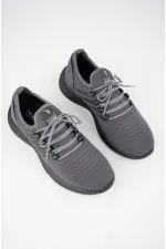 Muggo Montag Garantili Günlük Ortopedik Kaymaz Taban Bağcıklı Çizgili Erkek Sneaker Spor Ayakkabı