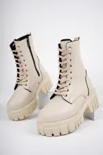 Muggo JUST Guaranteed Thick Sole Zippered Lace-up Women's Combat Boots 