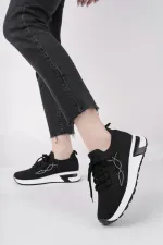 Chaussures de sport Muggo MARTHA pour femmes, à semelle épaisse, en maille décontractée et à lacets ornées de strass.