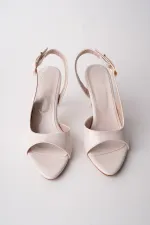 Muggo PURELINE Patent Leather Pointed Toe Thin Heel Open Back Women's High Heels