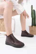 Muggo FENİKS Hakiki Deri Çift Fermuarlı Kadın Bot