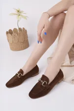 Muggo MONA Garantili Metal Tokalı Deri Kadın Loafer Günlük Ayakkabı