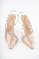 Muggo Sidney Women's Princess Embellished Transparent High-Heeled Dress Shoes