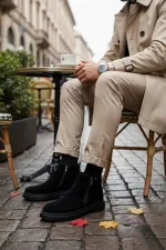 Bottes d'hiver décontractées pour homme Muggo ASTRA en cuir véritable avec double fermeture éclair 